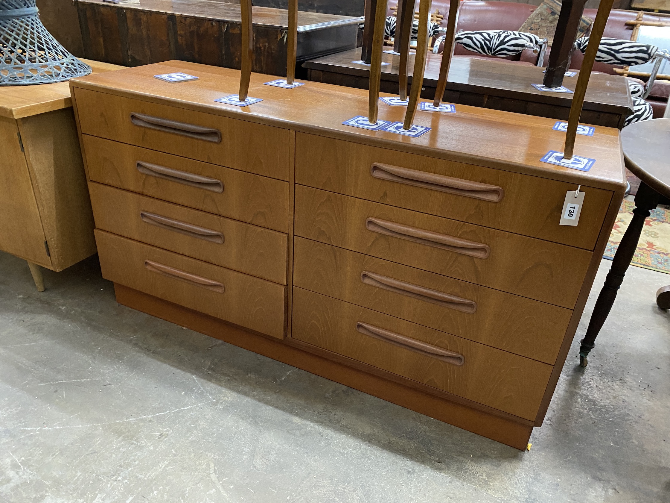 A G Plan Fresco teak chest, width 143cm, depth 44cm, height 76cm